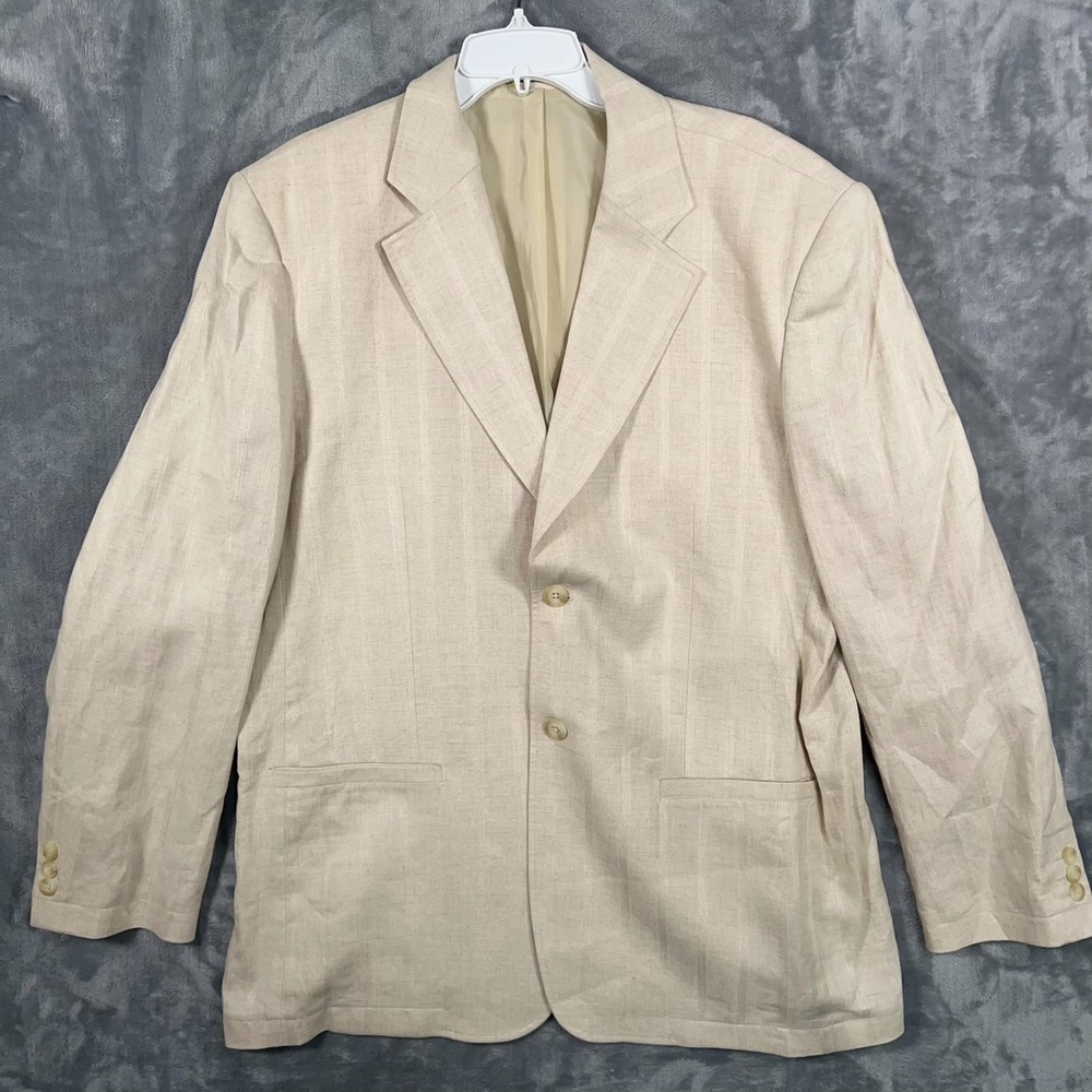 Cubavera Linen Blazer Mens XL 44 Beige Sport Coat Suit Jacket